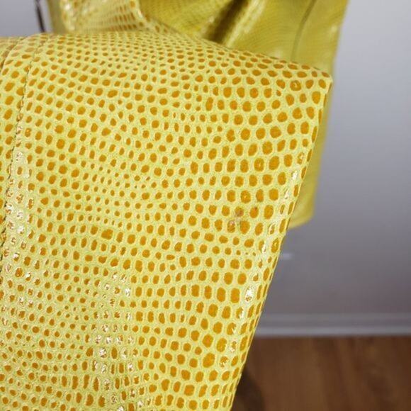 Vtg Escada Yellow Lamb Leather Jacket Women S M 36 Quiet Luxury Modern Sleek - Picture 6 of 16